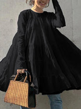 Irregularity Long Sleeves Pleated Solid Color Round-neck Blouses&shirts Tops